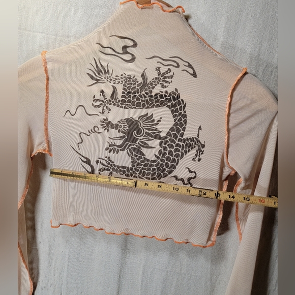 Oriental Dragon Turtle Neck Shirt Sheer & unique Ready for a day out or a party. - Picture 8 of 9